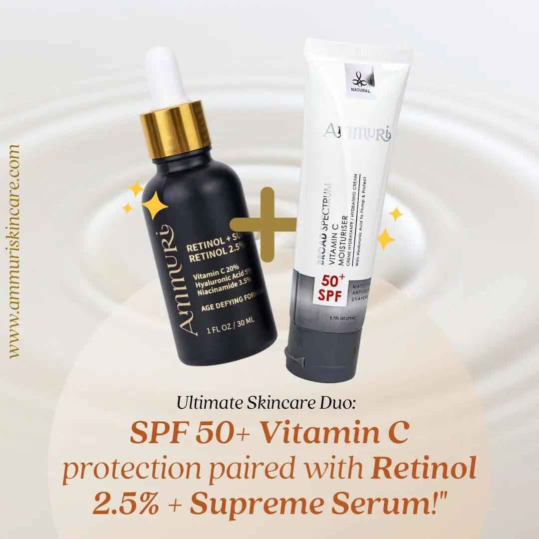 Ammuri Radiant Skin Serum Set - Retinol &amp; SPF 50 Vitamin C Anti-Aging Duo