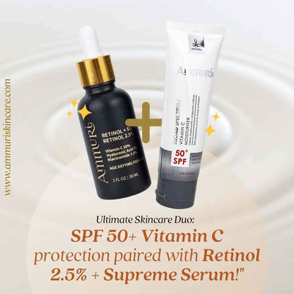 Ammuri Radiant Skin Serum Set - Retinol &amp; SPF 50 Vitamin C Anti-Aging Duo