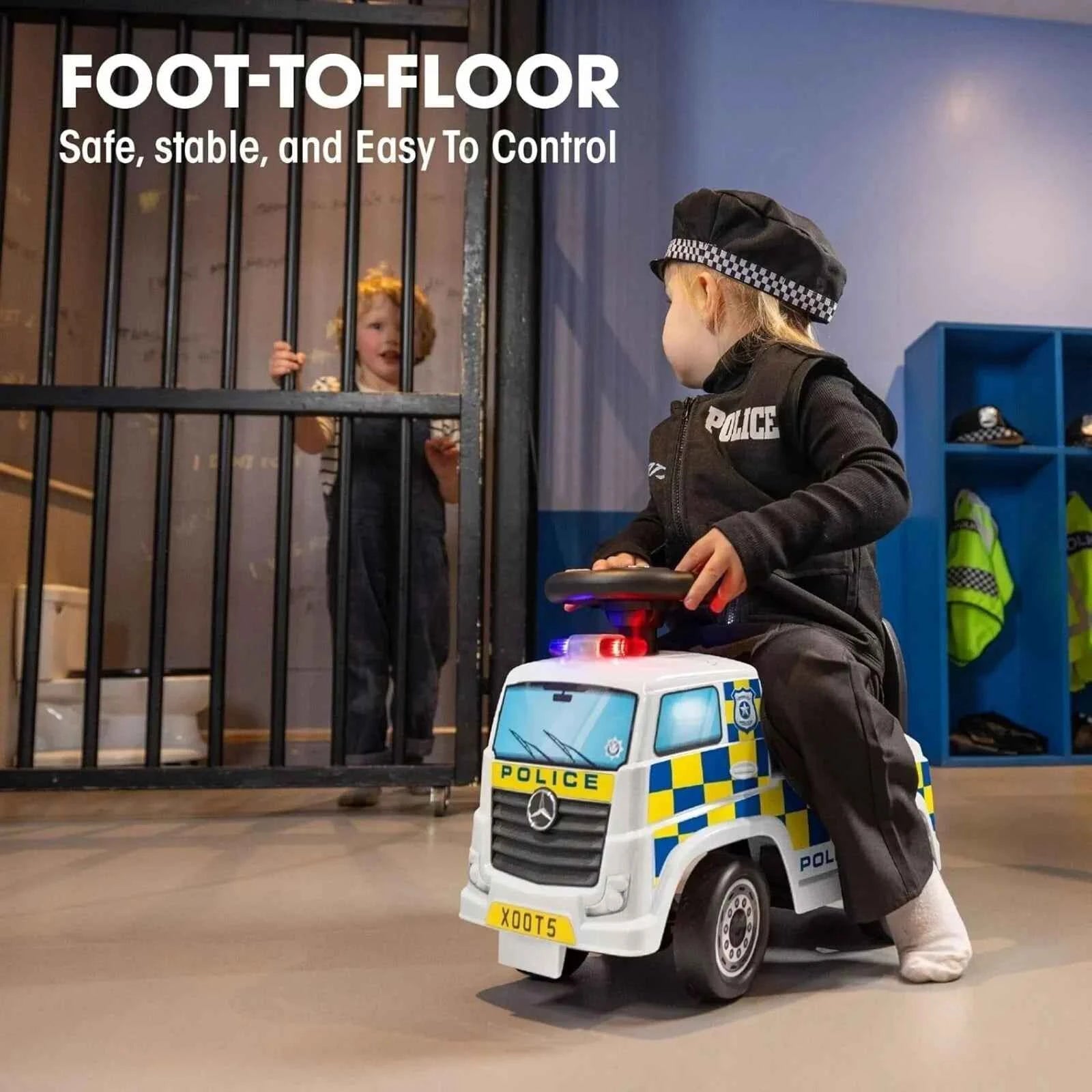 Xootz Mercedes-Benz Police Foot-to-Floor Ride On - White