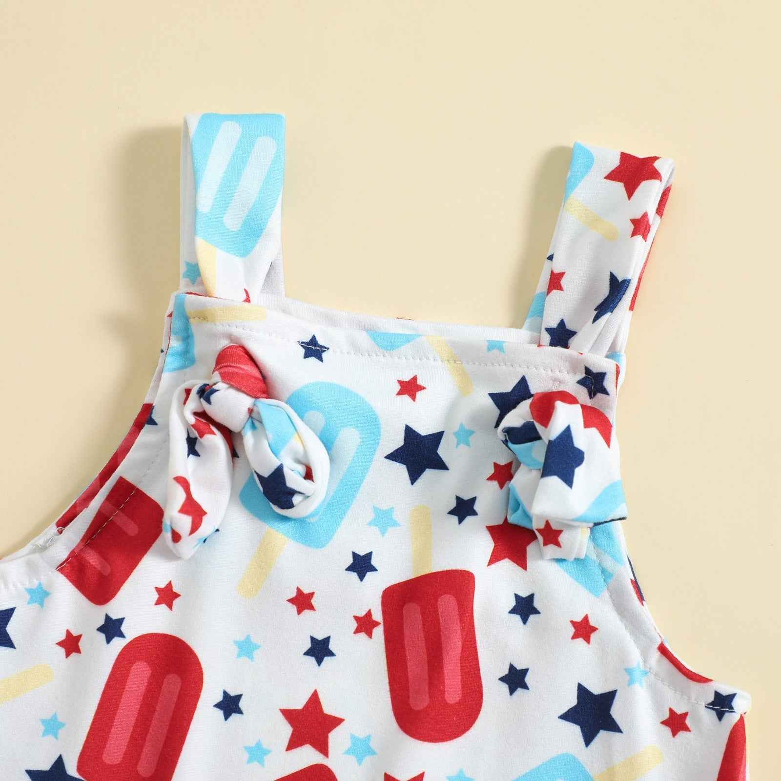 Babies’ Printed Front Knotted Suspender Pants