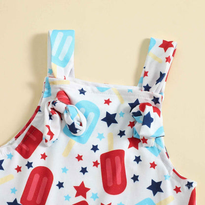 Babies’ Printed Front Knotted Suspender Pants