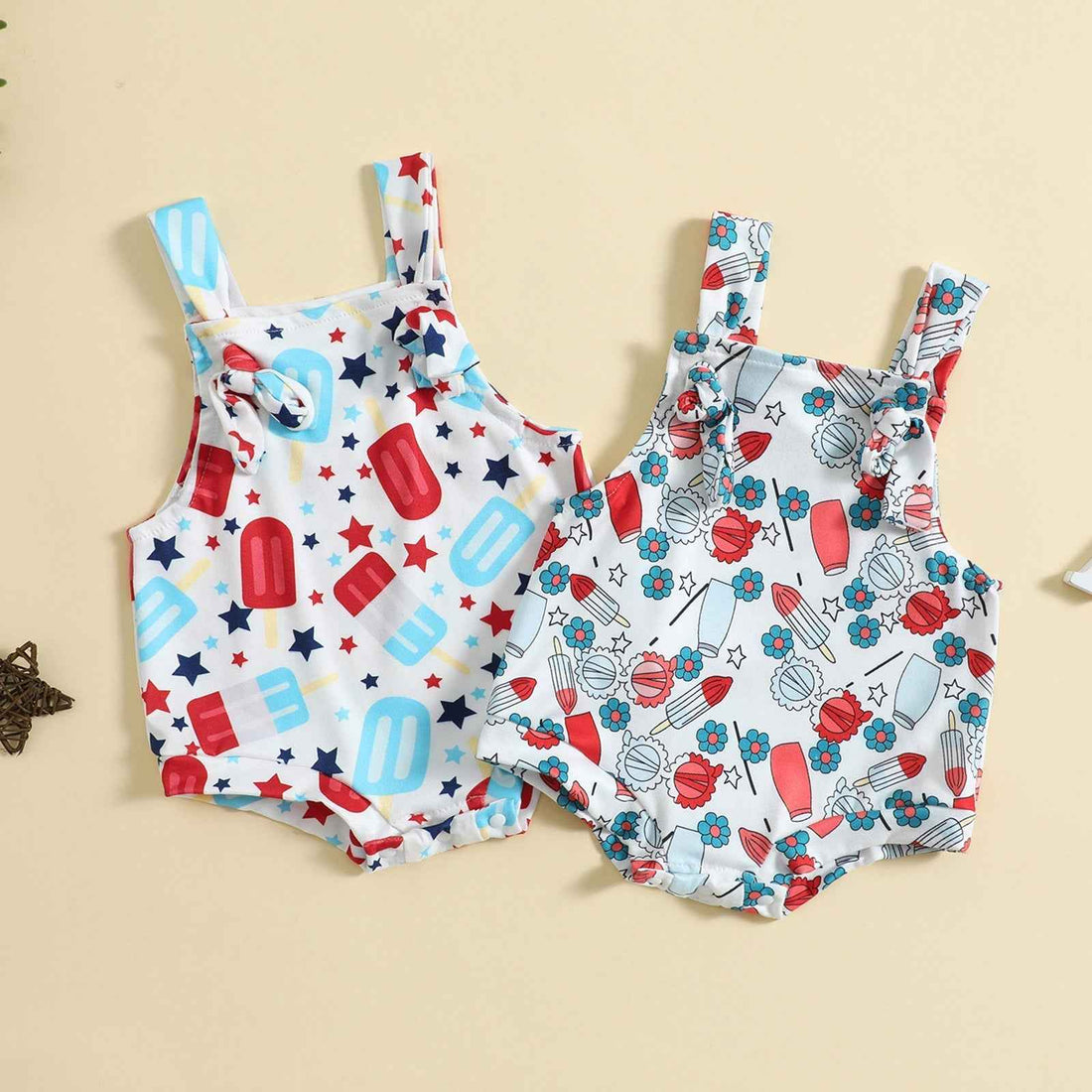 Babies’ Printed Front Knotted Suspender Pants