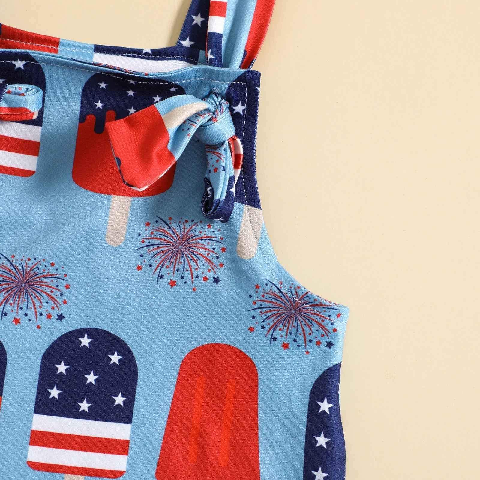 Babies’ Printed Front Knotted Suspender Pants