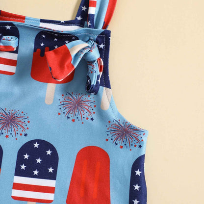 Babies’ Printed Front Knotted Suspender Pants