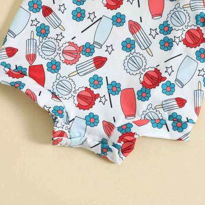 Babies’ Printed Front Knotted Suspender Pants