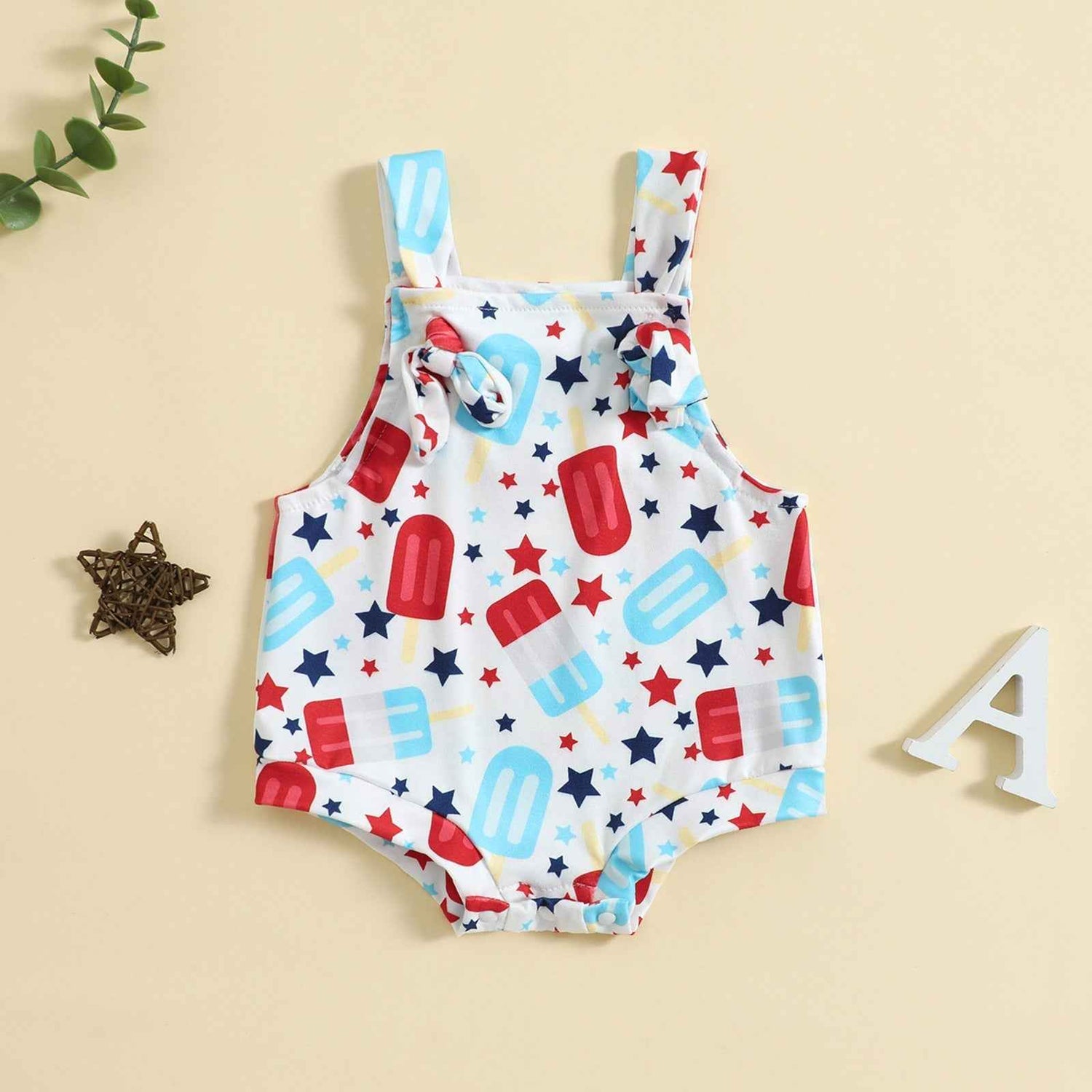 Babies’ Printed Front Knotted Suspender Pants
