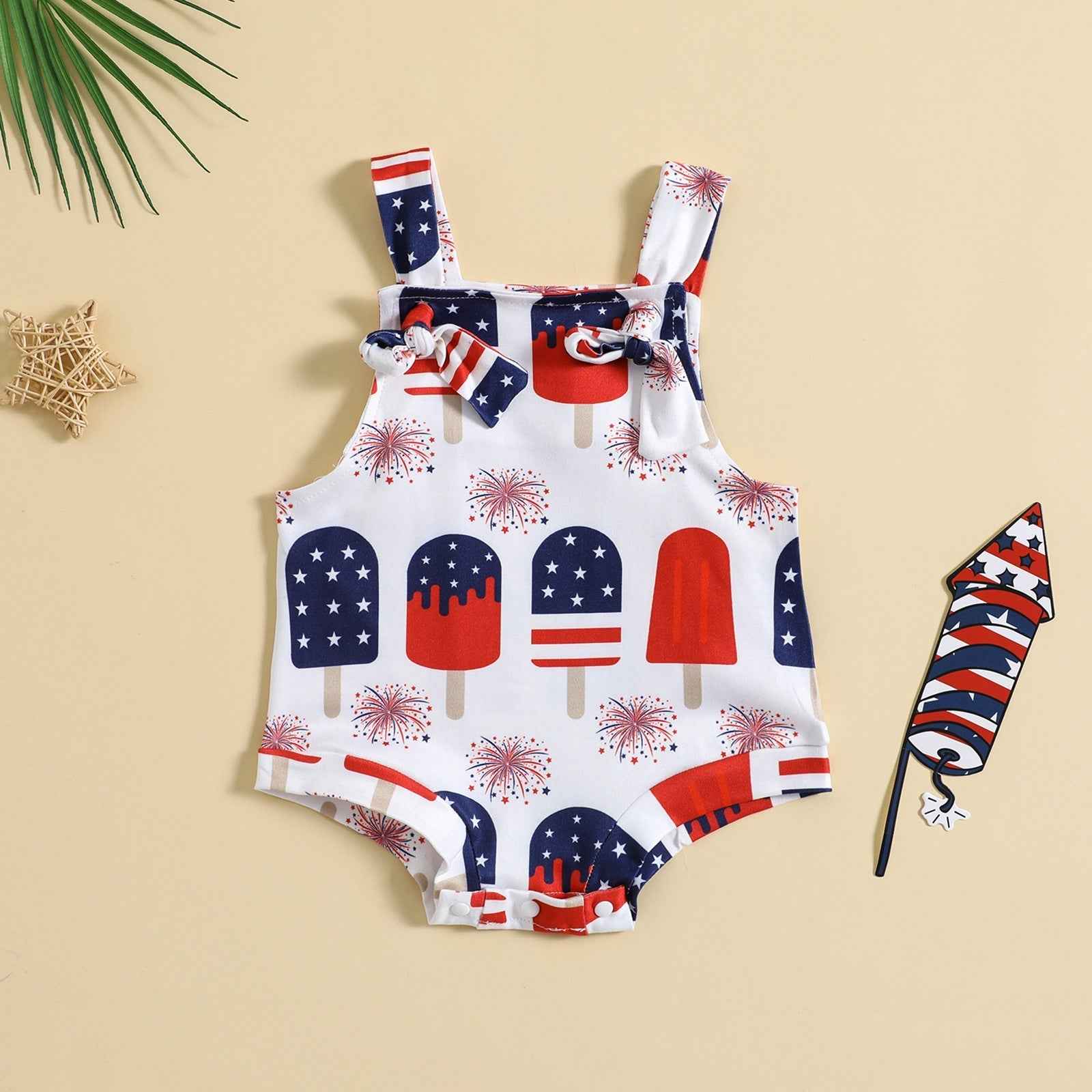Babies’ Printed Front Knotted Suspender Pants