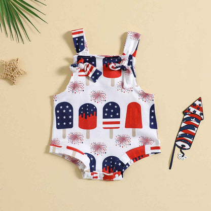 Babies’ Printed Front Knotted Suspender Pants