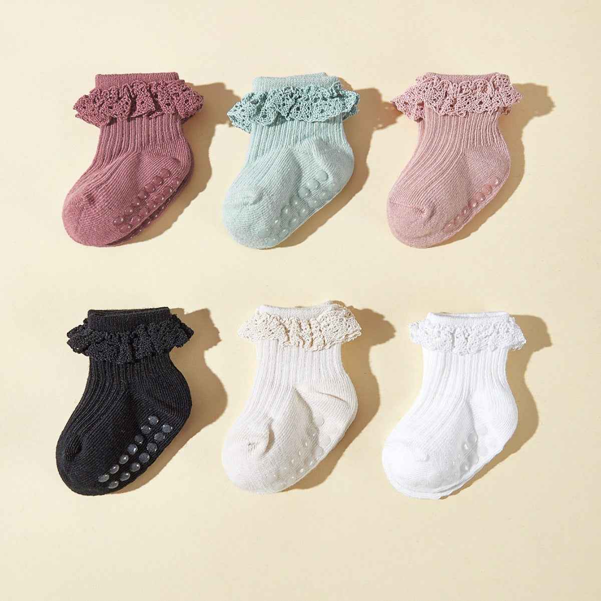 Baby Girls’ Lace Tube Socks-Pair of 6