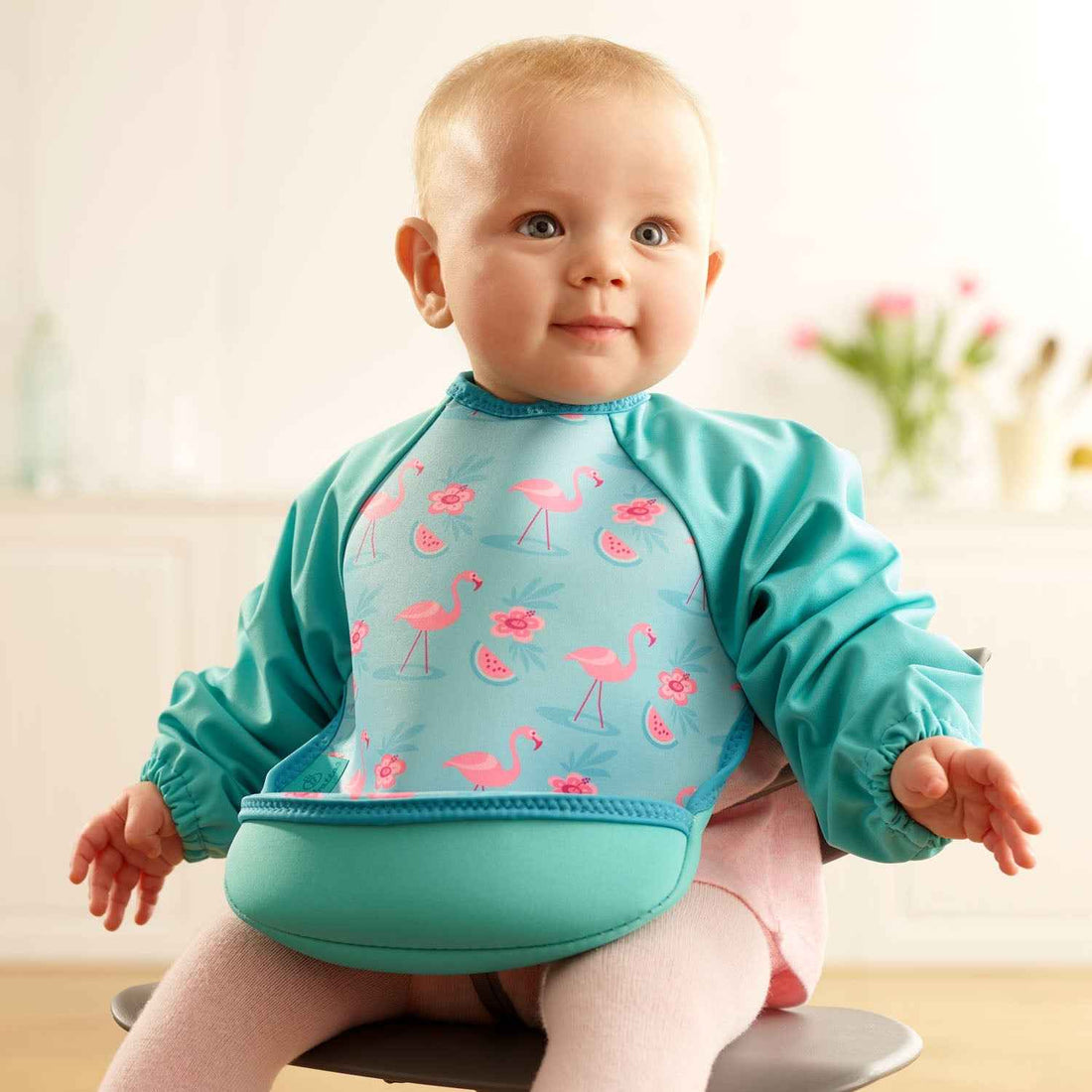Weaning Bib with Sleeves - Flamingos UltraBib