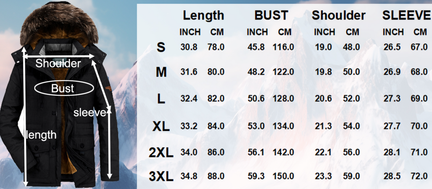 Mens Parka Jacket Winter Warm Fleece Coat With Fur Hood, Size M,Army Green