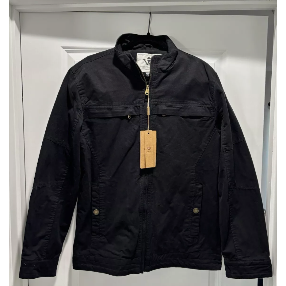 Mens Cotton Harrington Jacket Classic Lightweight Coat Black XXL WenVen