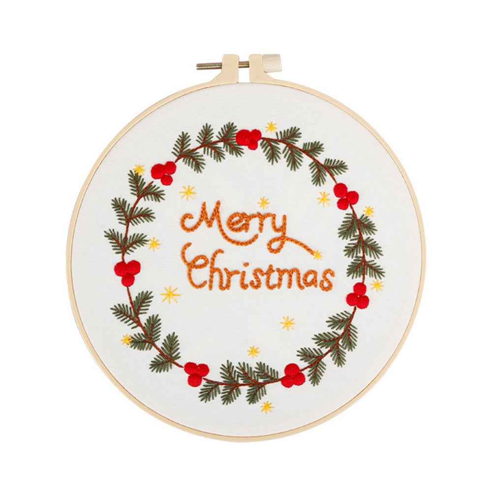 Christmas Day Gift Snowman Wreath Embroidery Material Package