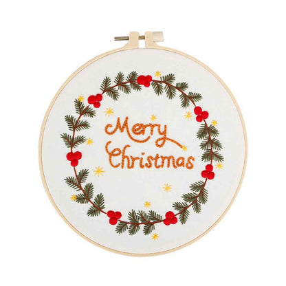 Christmas Day Gift Snowman Wreath Embroidery Material Package