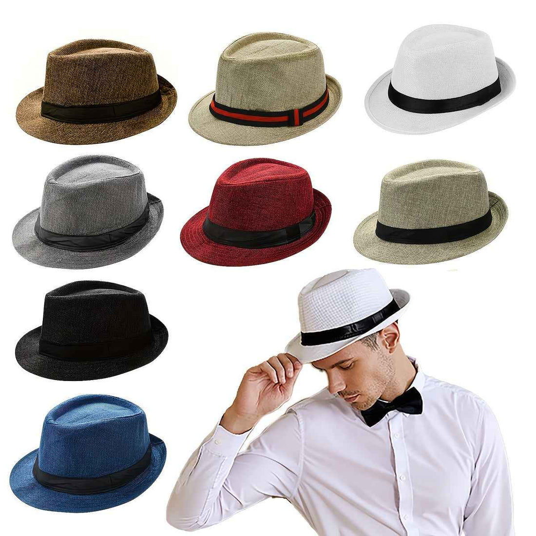 Vintage Trilby Gangster Straw Hats
