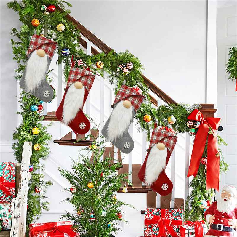 Christmas Stockings Xmas Tree Fireplace Decorative Socks Drop Ornament Candy Bag Gift Holders Hanging Decoration