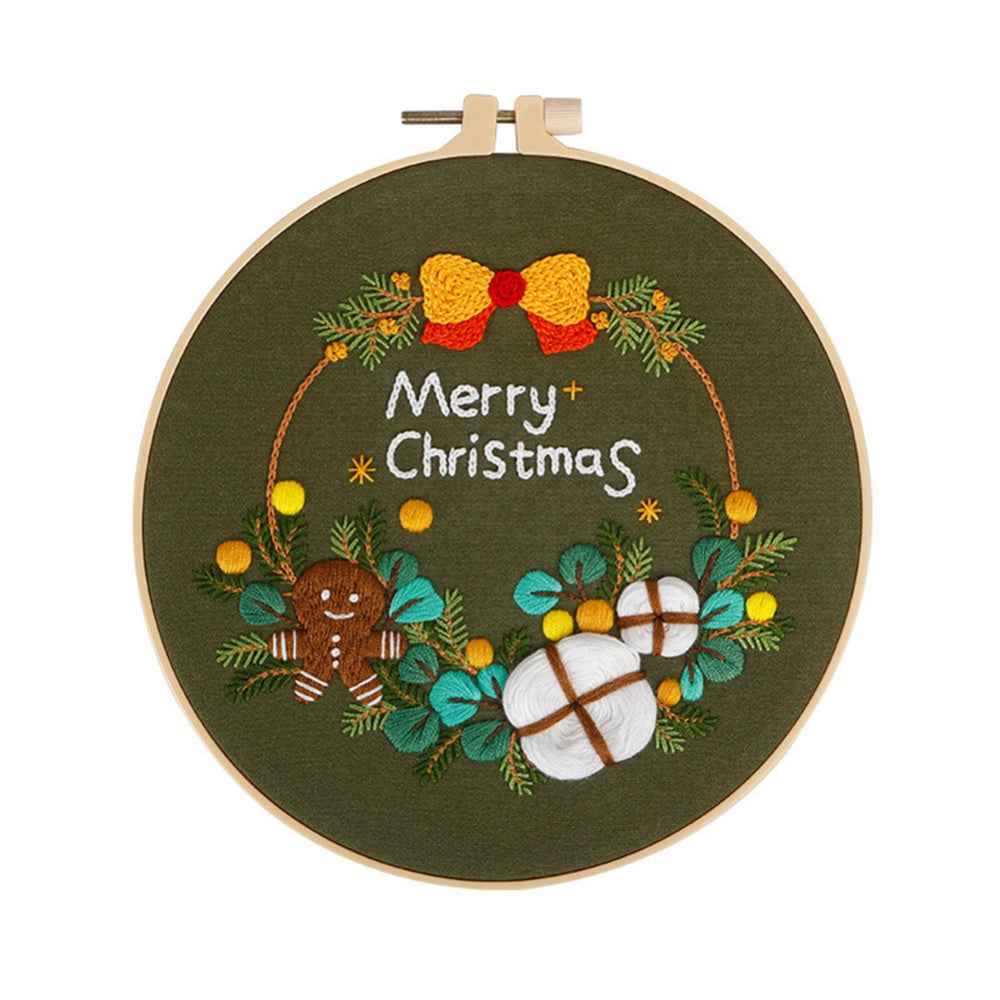 Christmas Day Gift Snowman Wreath Embroidery Material Package