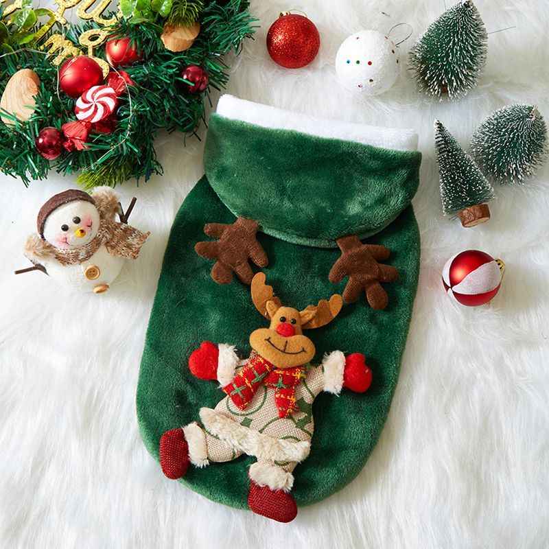 Christmas Dog Clothes Autumn And Winter Flannel Cats Dogs Hoodies Pet Clothes For Small Medium Dogs Christmas Dog Cat Costume