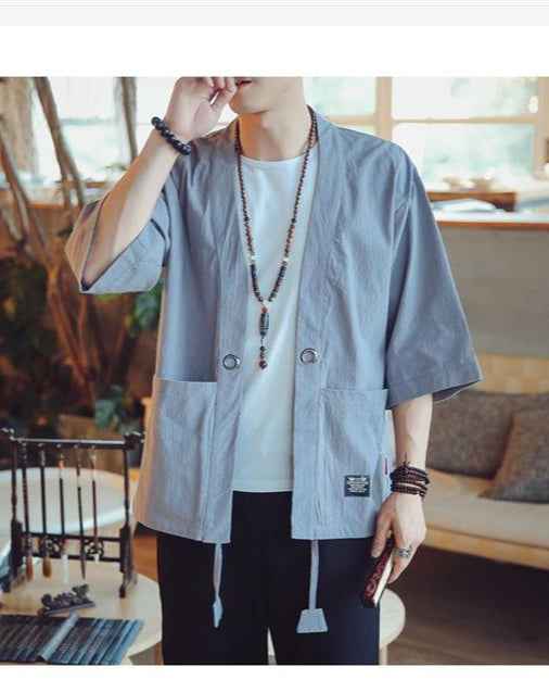 Men’s Three-Quarter Sleeve Tang-Inspired Cotton Jacket