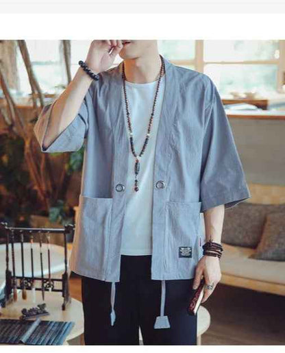 Men’s Three-Quarter Sleeve Tang-Inspired Cotton Jacket