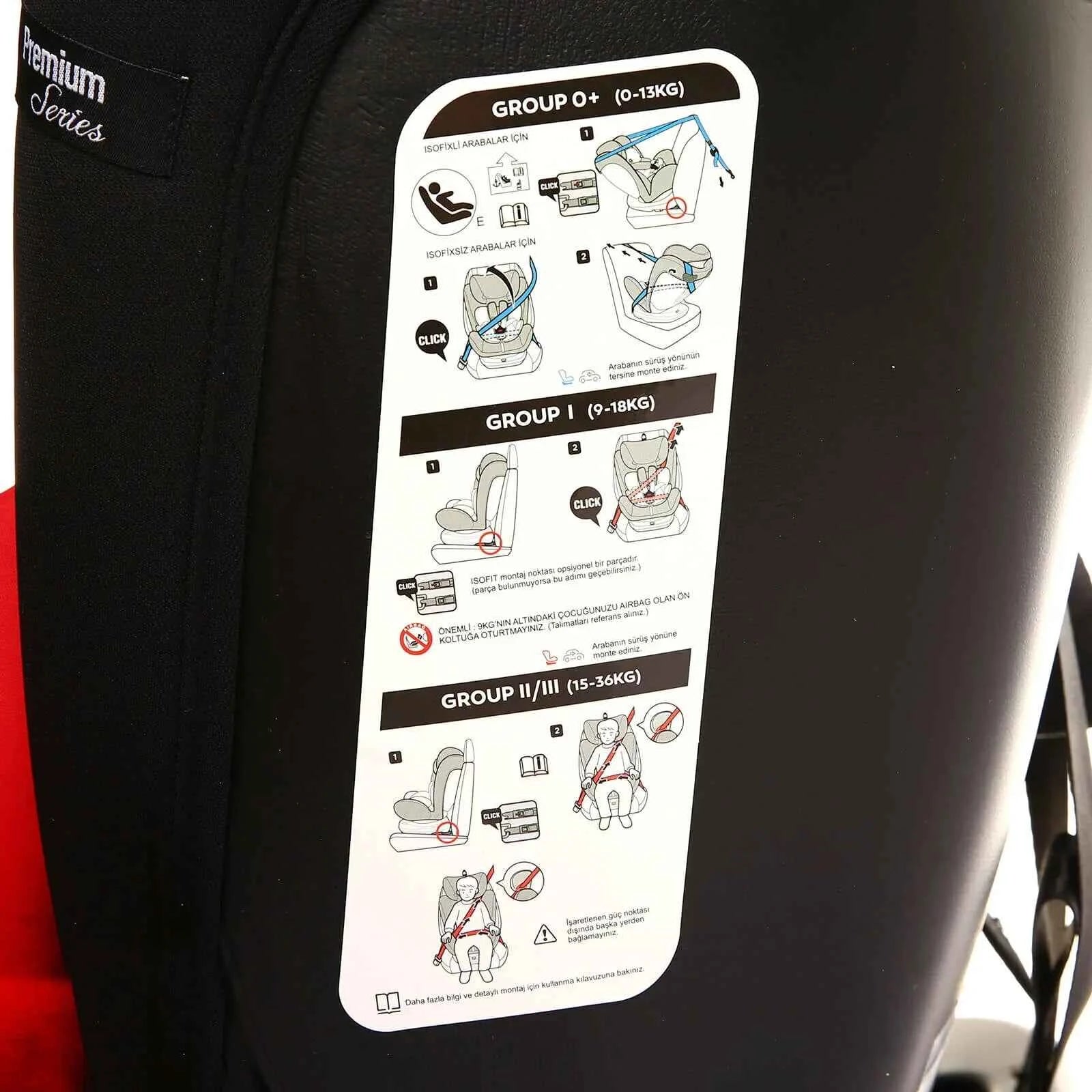 baby plus Orbitfix Group 0+/1/2/3 (Birth to 12 Years) Car Seat - Black Red