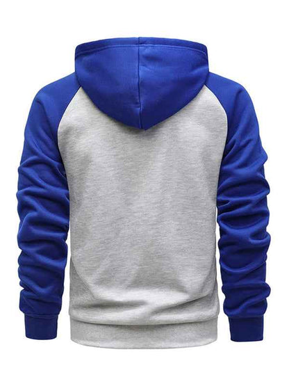 Jacket Contrasting color zipper cardigan plus fleece hoodie men&