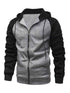 Jacket Contrasting color zipper cardigan plus fleece hoodie men&