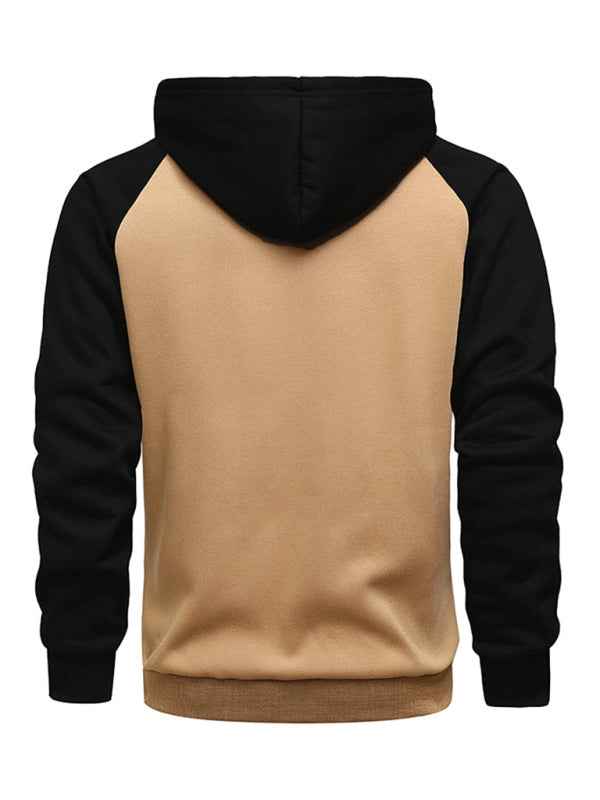 Jacket Contrasting color zipper cardigan plus fleece hoodie men&