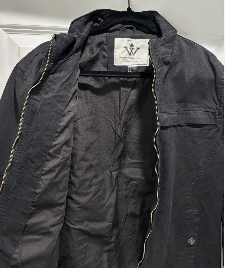 Mens Cotton Harrington Jacket Classic Lightweight Coat Black XXL WenVen