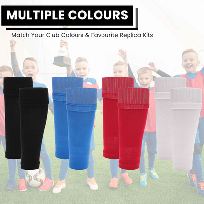 Kids Leg Sleeve Socks Blue Fits Over Calf Shin Pads Compression Sleeves for Football Training Running by Sock Stack