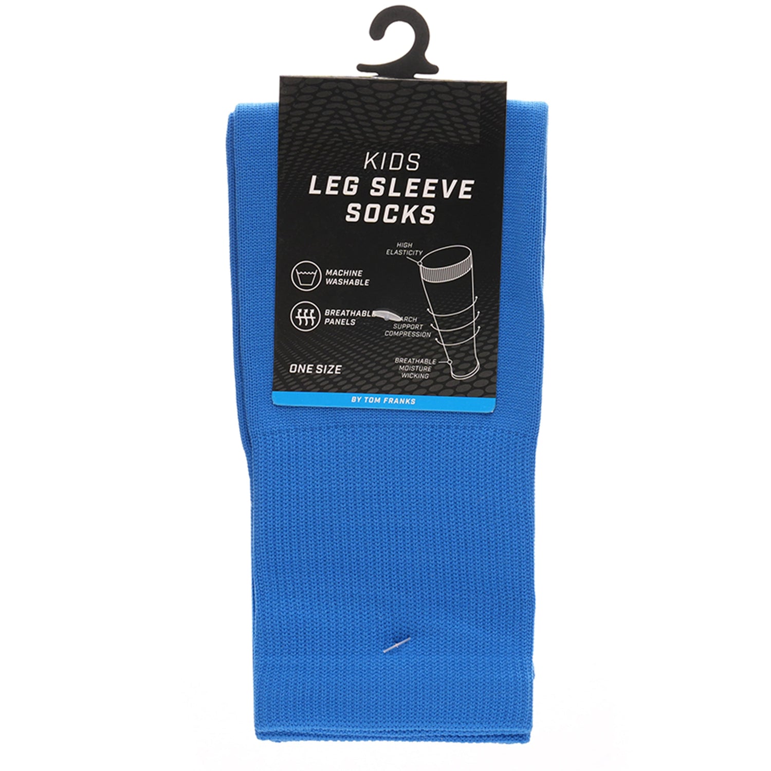 Kids Leg Sleeve Socks Blue Fits Over Calf Shin Pads Compression Sleeves for Football Training Running by Sock Stack