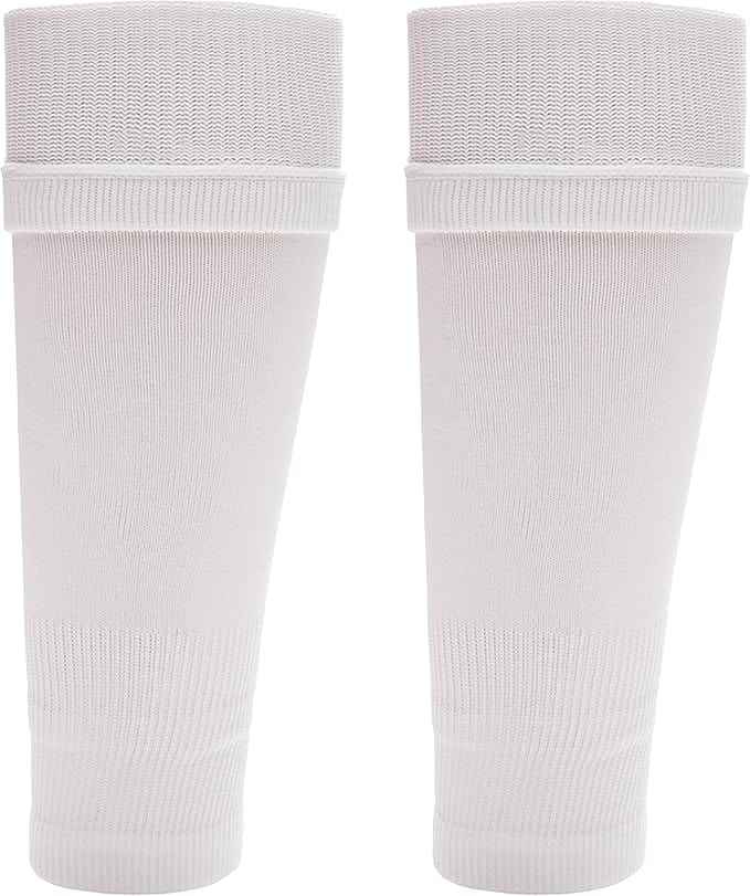 Kids Leg Sleeve Socks White Fits Over Calf Shin Pads Compression Sleeves for Football Training Running by Sock Stack