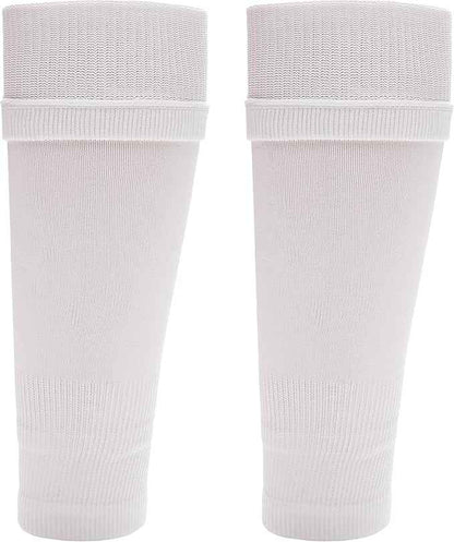 Kids Leg Sleeve Socks White Fits Over Calf Shin Pads Compression Sleeves for Football Training Running by Sock Stack