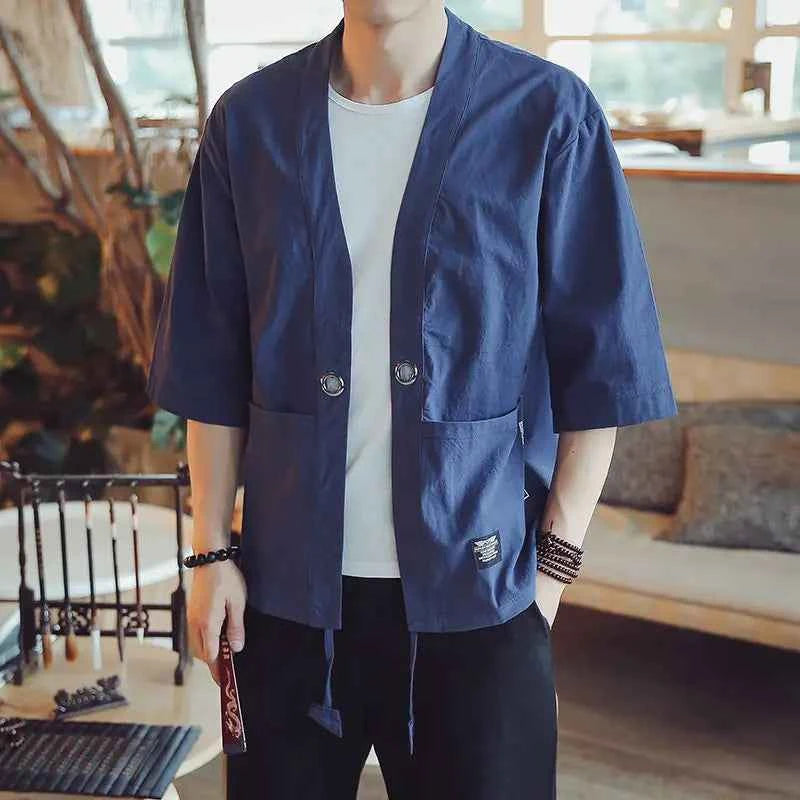 Men’s Three-Quarter Sleeve Tang-Inspired Cotton Jacket
