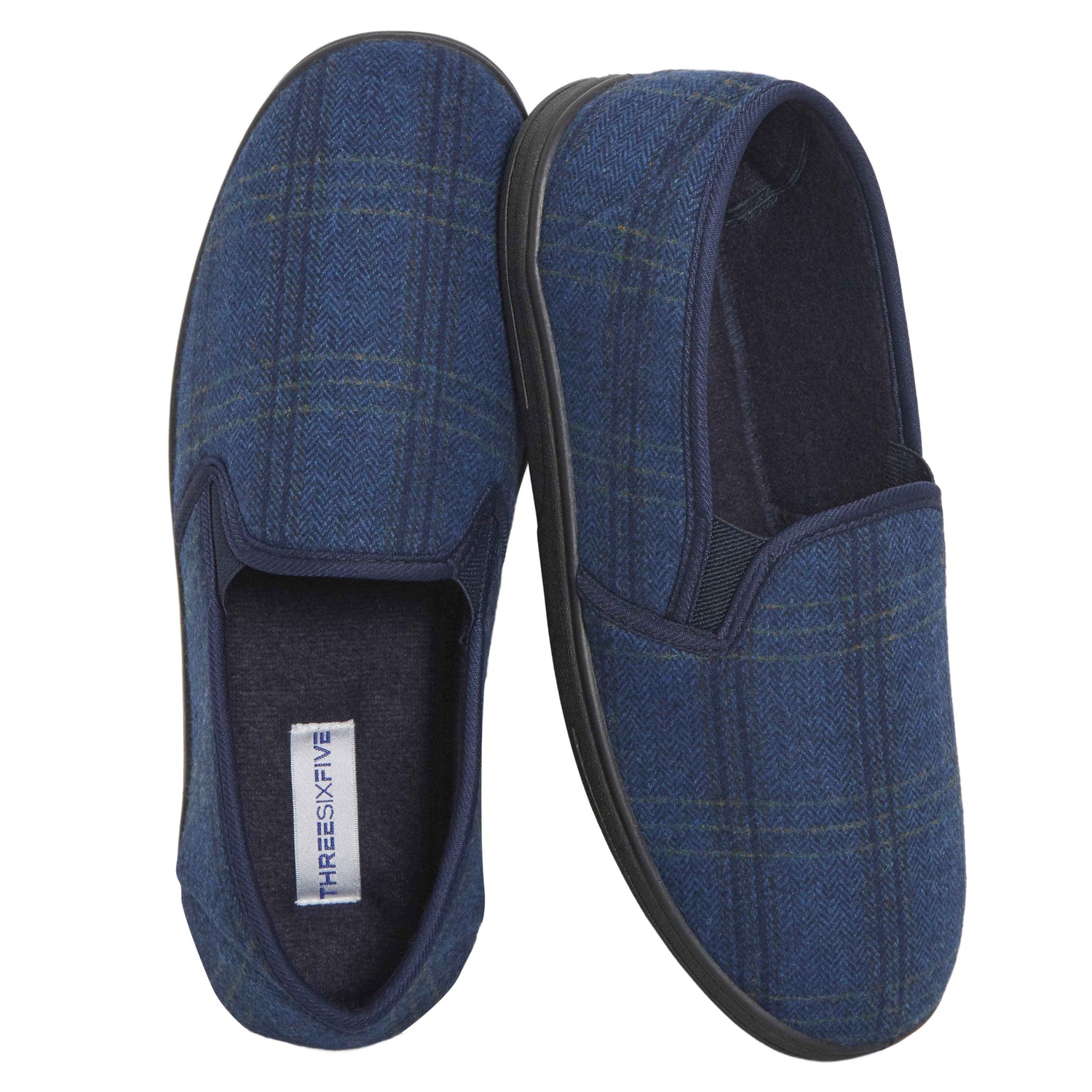 Men’s Checked Slippers Memory Foam Cushioned Soft Lining Warm Thermal Slip On House Shoes Pair for Indoor Use by Sock Stack