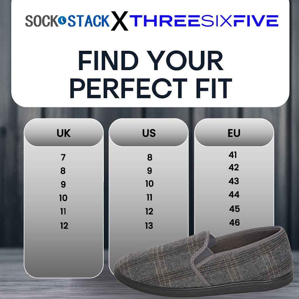 Men’s Checked Slippers Memory Foam Cushioned Soft Lining Warm Thermal Slip On House Shoes Pair for Indoor Use by Sock Stack