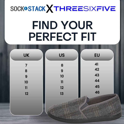 Men’s Checked Slippers Memory Foam Cushioned Soft Lining Warm Thermal Slip On House Shoes Pair for Indoor Use by Sock Stack