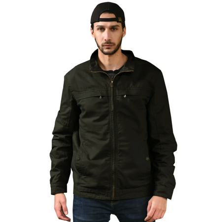 Mens Cotton Harrington Jacket Classic Lightweight Coat Black XXL WenVen