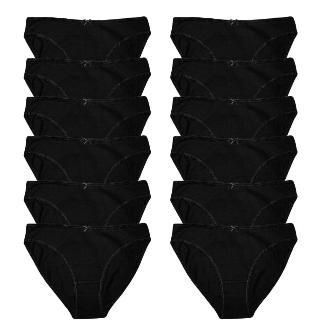 Pack of 12 Womens 100 Percent Cotton High Leg Bikini Briefs Comfortable Stretch Waistband Hypoallergenic Breathable Underwear Multipack Black White UK Sizes 10-20 by Daisy Dreamer