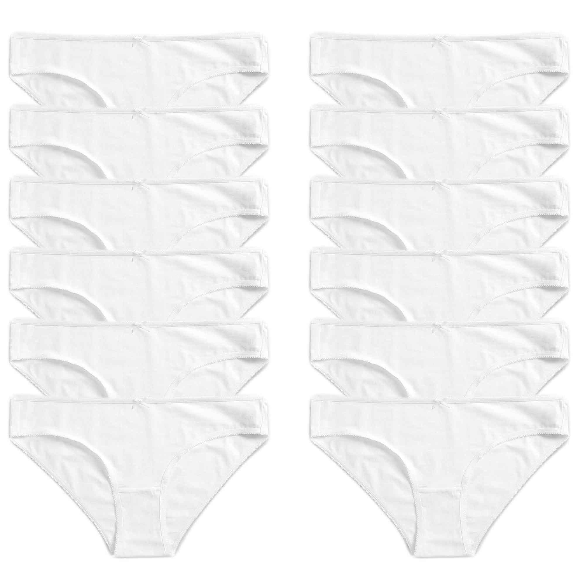 Pack of 12 Womens 100 Percent Cotton High Leg Bikini Briefs Comfortable Stretch Waistband Hypoallergenic Breathable Underwear Multipack Black White UK Sizes 10-20 by Daisy Dreamer