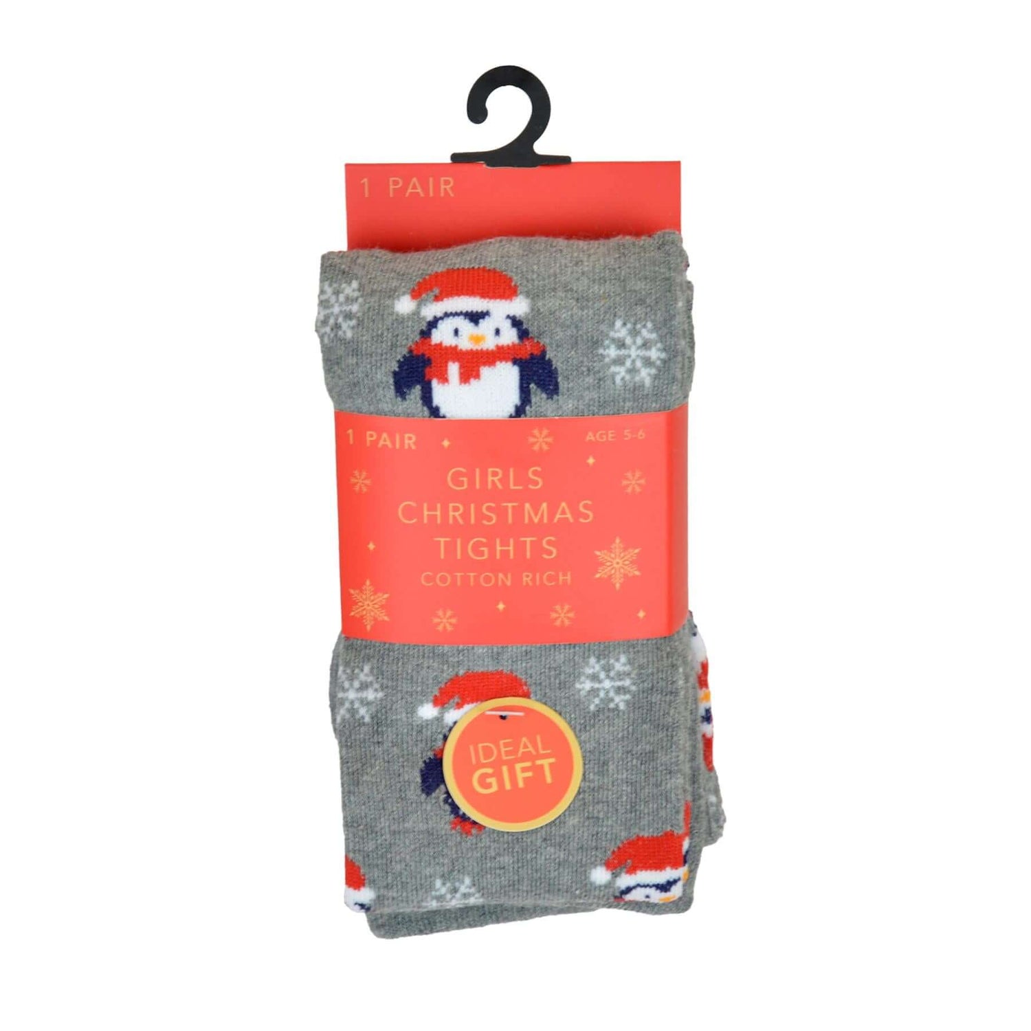 Pack of 2 Girls Christmas Tights Reindeer and Penguin Festive Cotton Rich Kids Leggings Comfortable Durable Winter Holiday Tights Sock Stack