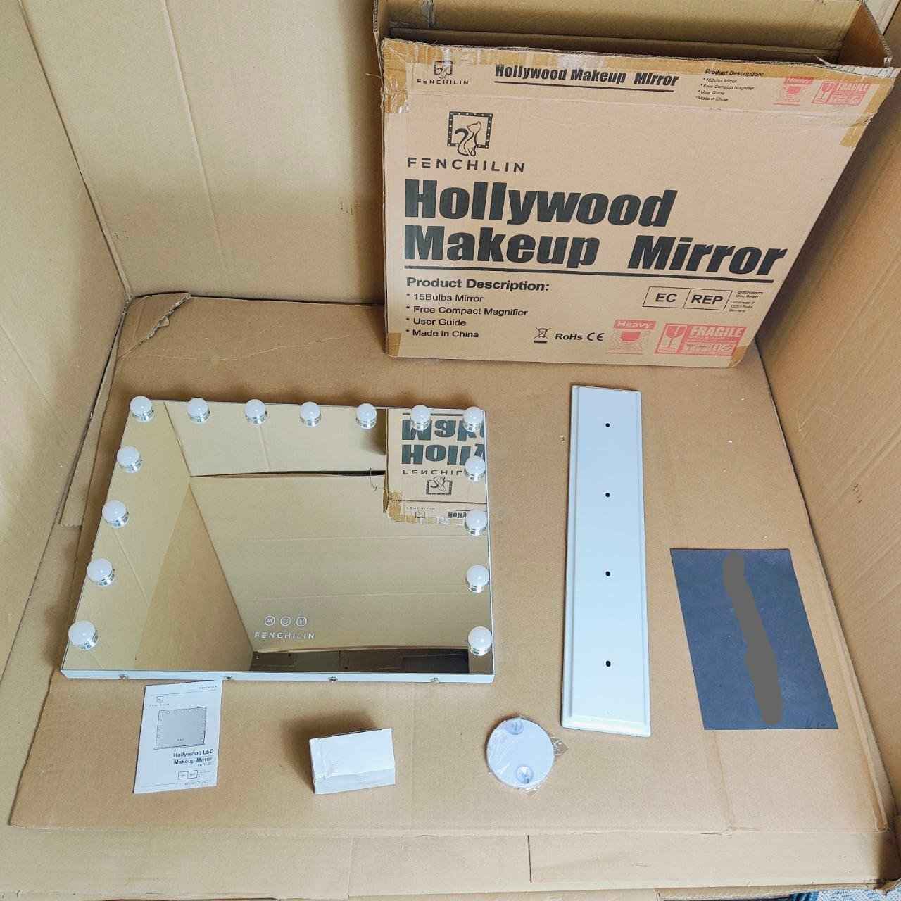 Hollywood Makeup Mirror 58x46cm Dimmable Cool/Warm/Daylight 15 Bulbs FENCHILIN