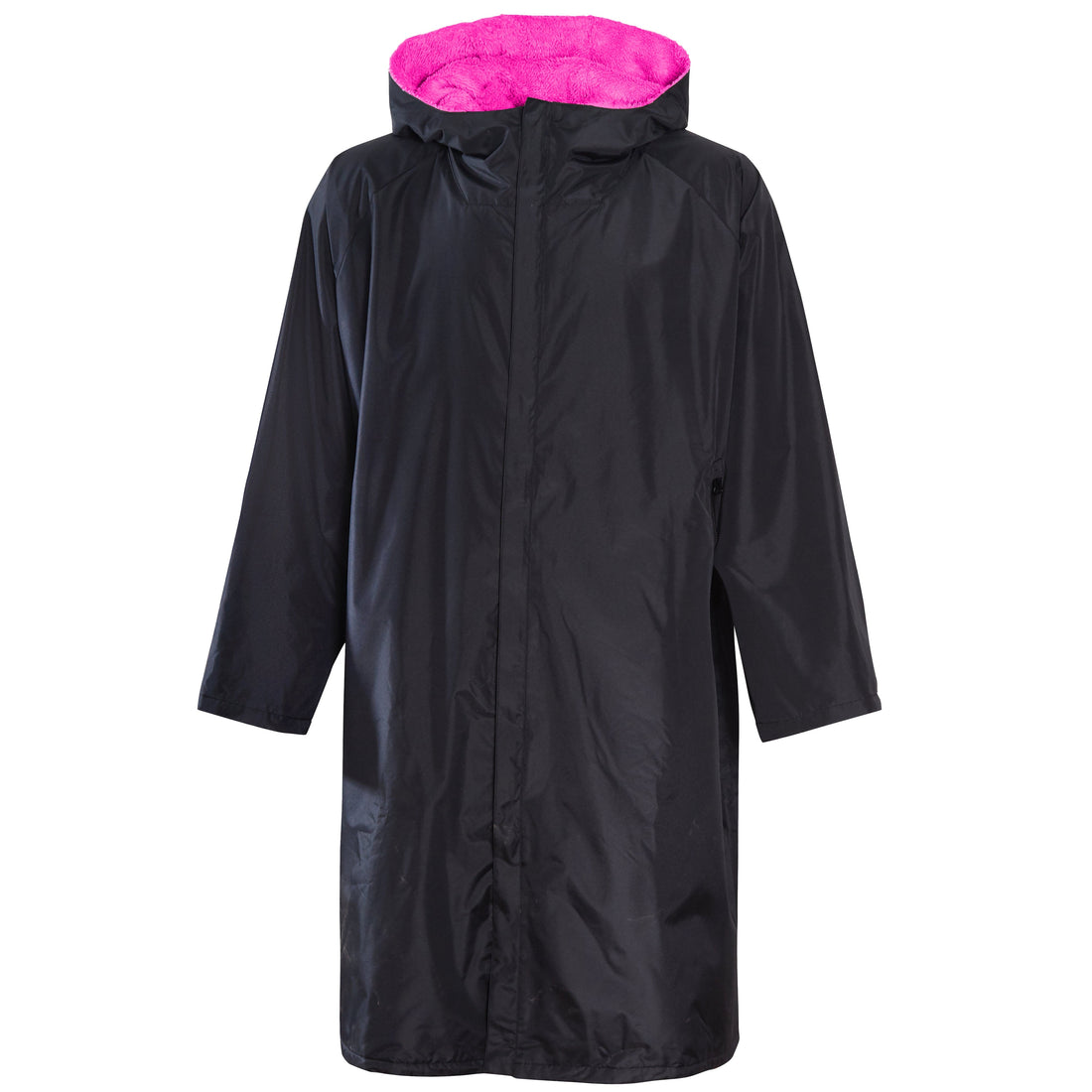 Unisex Adults Black/Pink Waterproof Windproof Changing Robe Hooded Outdoor Coat for Beach Swimming Surfing Warm Fleece Lining by Heatwave Thermalwear