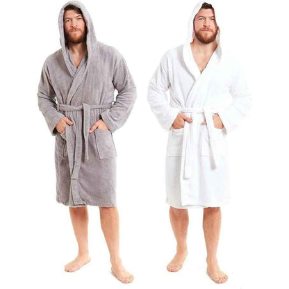 Unisex Bamboo Hooded Dressing Gown Super Soft Towelling Bath Robe for Men &amp; Women by Sock Stack