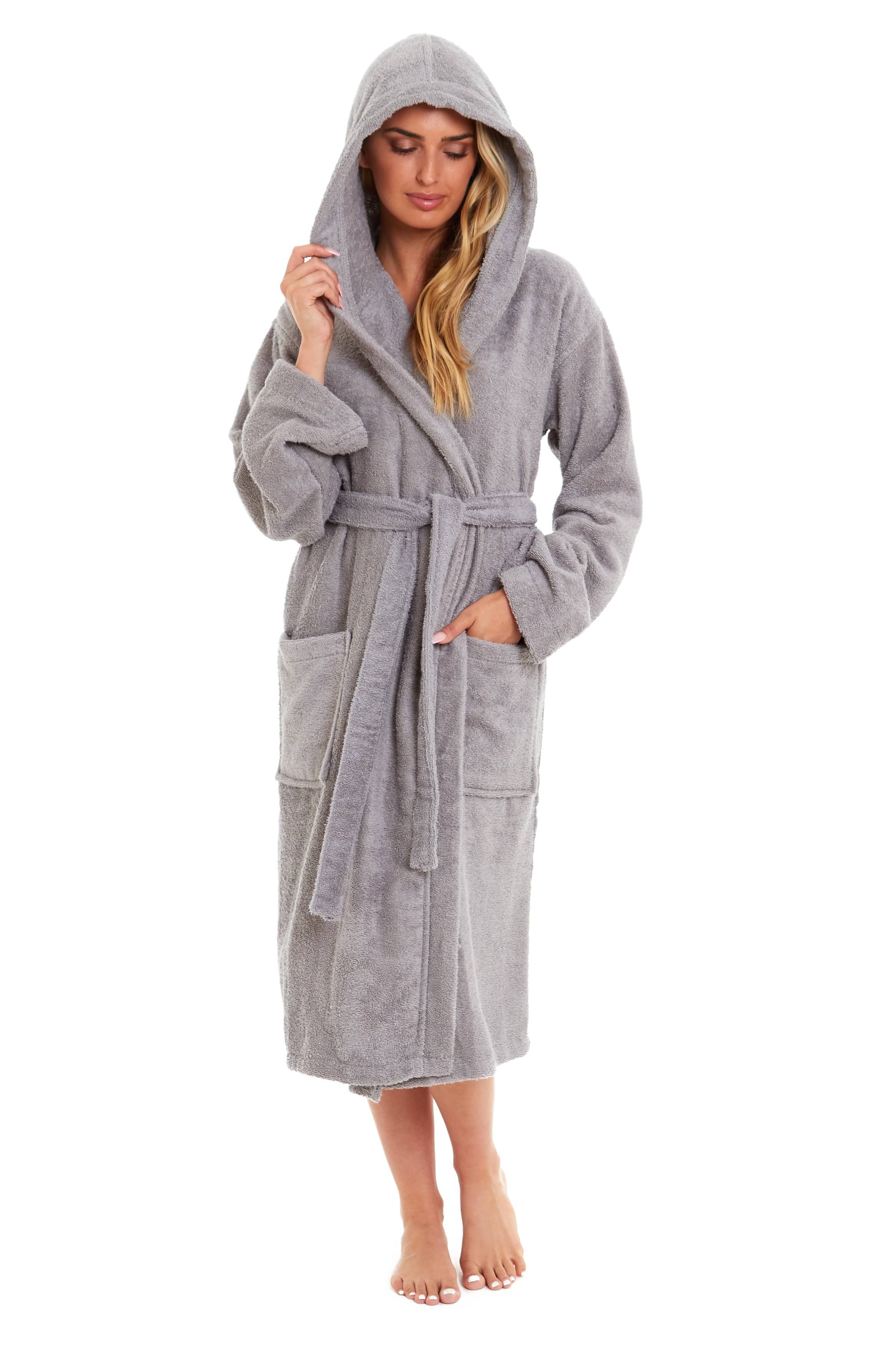 Unisex Bamboo Hooded Dressing Gown Super Soft Towelling Bath Robe for Men &amp; Women by Sock Stack