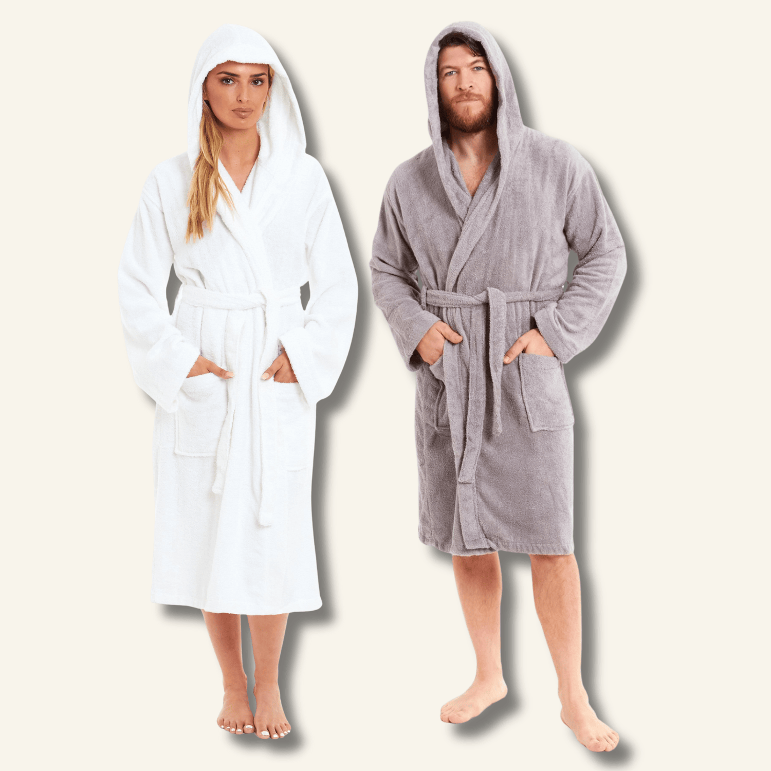 Unisex Bamboo Hooded Dressing Gown Super Soft Towelling Bath Robe for Men &amp; Women by Sock Stack